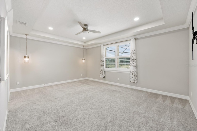 9777 SW 63rd Loop, Ocala, FL 34481 - unfurnished room featuring a raised ceiling, ceiling fan, carpet flooring, baseboards, and recessed lighting