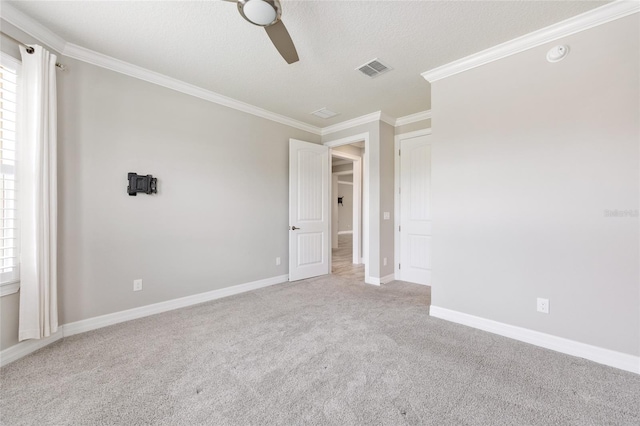 9777 SW 63rd Loop, Ocala, FL 34481 - carpeted empty room with ceiling fan, crown molding, baseboards, and a textured ceiling