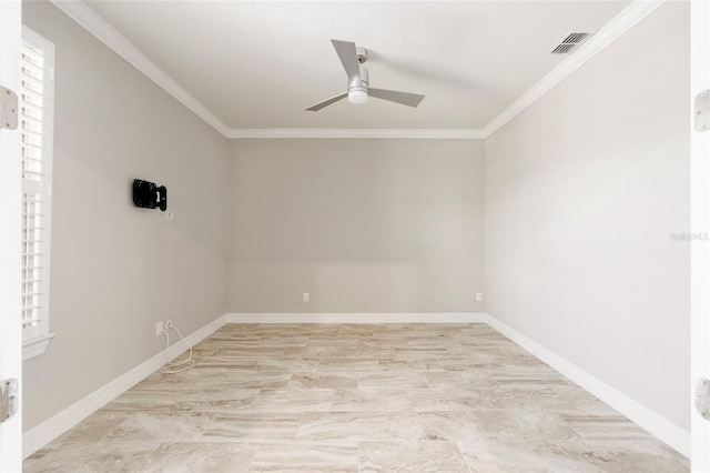 9777 SW 63rd Loop, Ocala, FL 34481 - empty room featuring a ceiling fan, crown molding, and baseboards