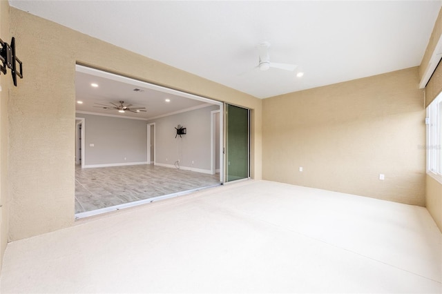 9777 SW 63rd Loop, Ocala, FL 34481 - spare room with ceiling fan, recessed lighting, and crown molding