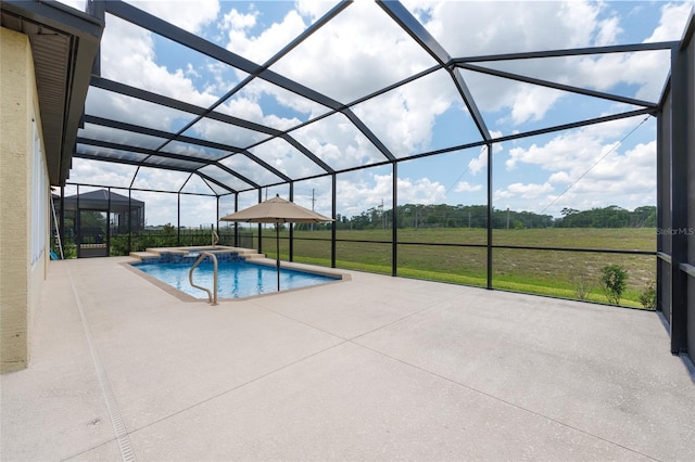 9777 SW 63rd Loop, Ocala, FL 34481 - swimming pool with an outdoor hot tub, a patio area, and a lanai