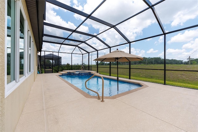 9777 SW 63rd Loop, Ocala, FL 34481 - view of swimming pool featuring a patio, a pool with connected hot tub, and a lanai