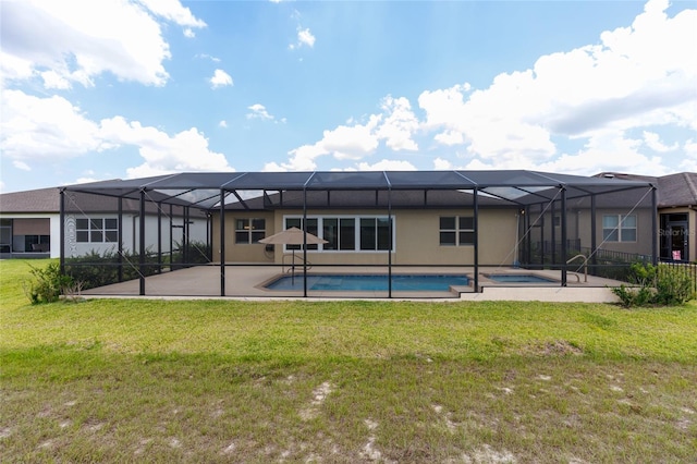 9777 SW 63rd Loop, Ocala, FL 34481 - rear view of house with a lawn, a patio, and an outdoor pool