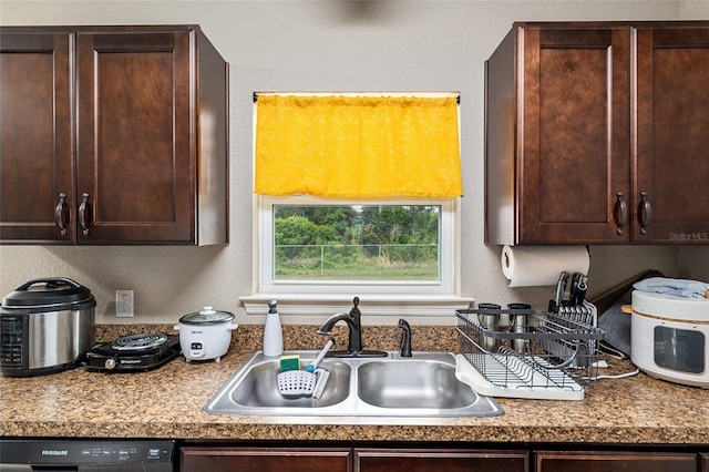 2690 SW 154th Ln, Ocala, FL 34473 - kitchen featuring a sink, dishwashing machine, and dark brown cabinets