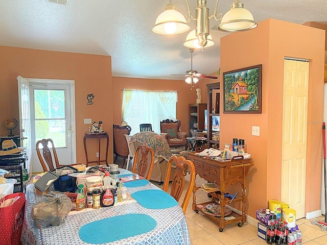 14 Dogwood Drive Radl, Ocala, FL 34472 - dining room featuring plenty of natural light, a textured ceiling, light tile patterned floors, and ceiling fan