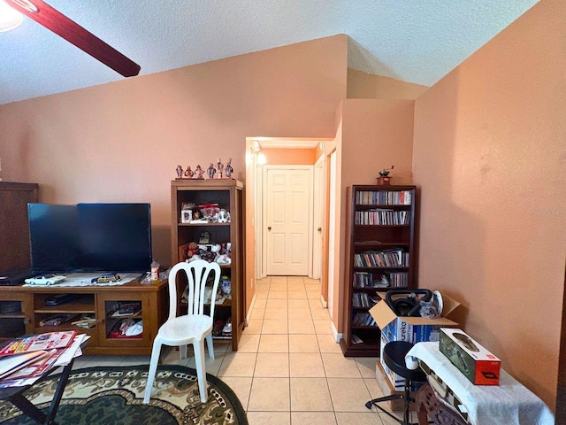 14 Dogwood Drive Radl, Ocala, FL 34472 - office area featuring vaulted ceiling, light tile patterned floors, and a textured ceiling