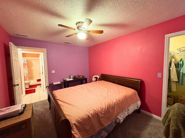 14 Dogwood Drive Radl, Ocala, FL 34472 - bedroom with ceiling fan, a textured ceiling, and carpet floors