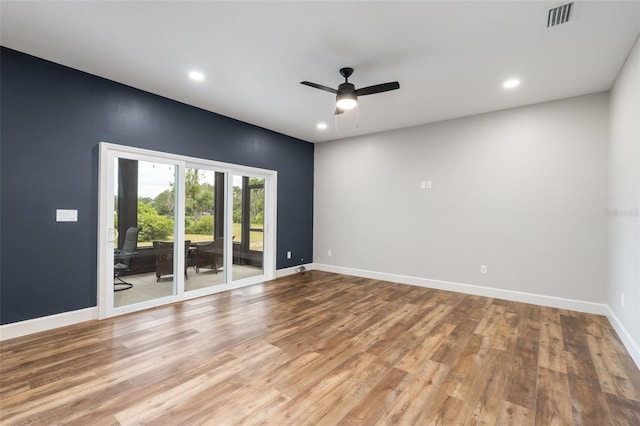 283 Riley Lake Dr, Hawthorne, FL 32640 - spare room with recessed lighting, baseboards, ceiling fan, and wood finished floors