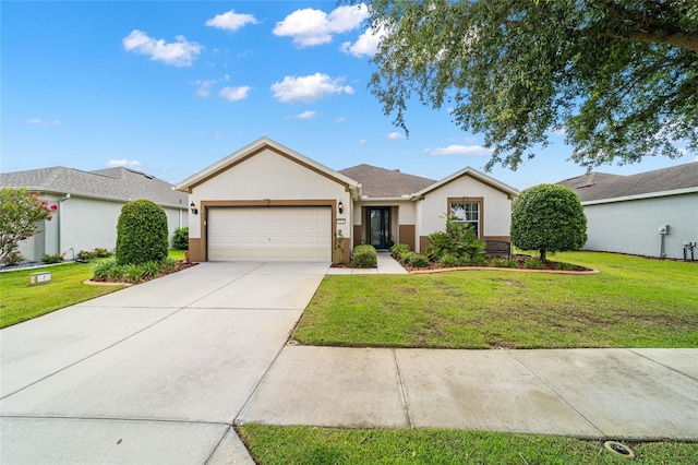 7263 SW 99th Cir, Ocala, FL 34481 - single story home with a garage, stucco siding, concrete driveway, and a front yard