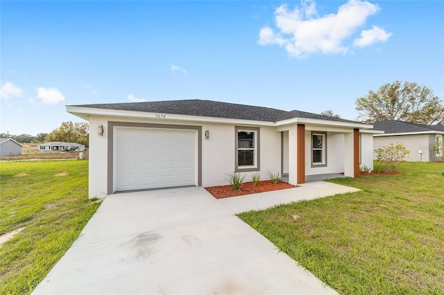 15424 SW 27th Ln, Ocala, FL 34481 - view of front of property with a front yard, driveway, stucco siding, and a garage