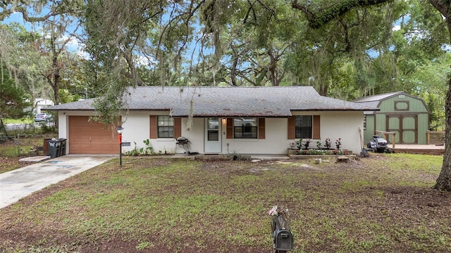 3800 NE 24th Ct, Ocala, FL 34479 - ranch-style home with a garage, concrete driveway, stucco siding, and roof with shingles