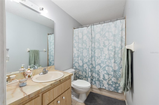 3800 NE 24th Ct, Ocala, FL 34479 - full bath with toilet, vanity, tile patterned floors, and curtained shower