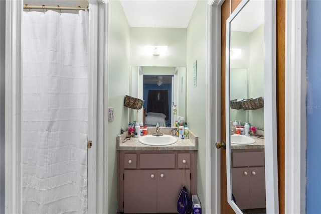 3800 NE 24th Ct, Ocala, FL 34479 - full bath with vanity and a shower with shower curtain