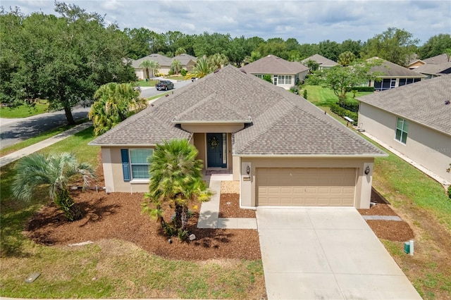 6984 SW 94th Ct, Ocala, FL 34481 - single story home with a garage, stucco siding, roof with shingles, driveway, and a residential view