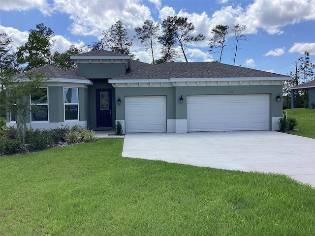10540 SW 49th Avenue Rd, Ocala, FL 34476 - single story home featuring a garage, stucco siding, concrete driveway, a front lawn, and a shingled roof