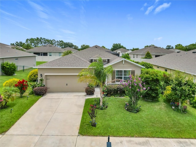 9237 SW 60th Terrace Rd, Ocala, FL 34476 - view of front facade with an attached garage, concrete driveway, a front yard, and a shingled roof