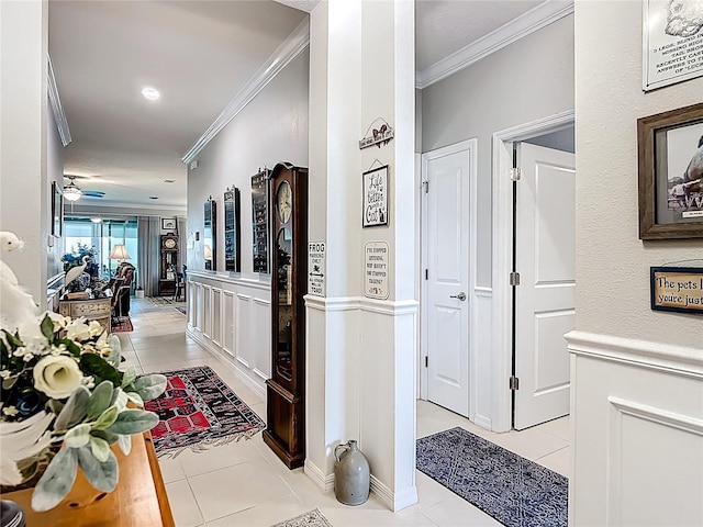 9237 SW 60th Terrace Rd, Ocala, FL 34476 - hall with light tile patterned floors and crown molding