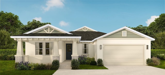 5830 SW 121st Ter, Ocala, FL 34481 - view of front of house with concrete driveway, an attached garage, a shingled roof, a front lawn, and stucco siding