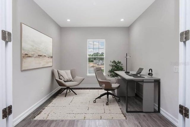 2050 NW 79th Loop, Ocala, FL 34475 - home office featuring wood finished floors, baseboards, and recessed lighting
