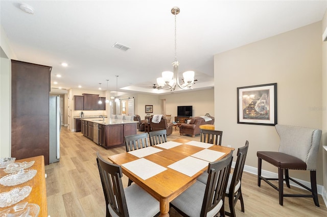 9607 SW 79th Lane Rd, Ocala, FL 34481 - dining room featuring a chandelier, light wood-type flooring, baseboards, and recessed lighting