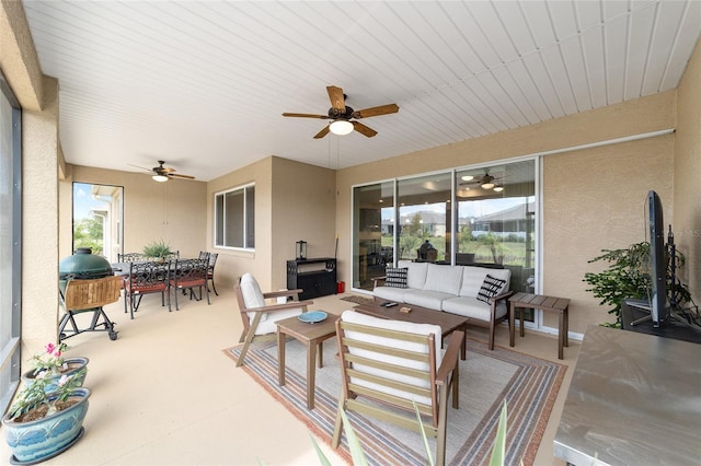 9607 SW 79th Lane Rd, Ocala, FL 34481 - sunroom / solarium with a ceiling fan, an outdoor hangout area, and outdoor dining area