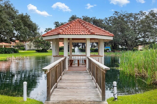 17890 SE 96th Ct, Summerfield, FL 34491 - dock area with a gazebo and a water view