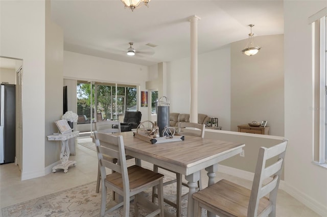 4731 N Crestline Dr, Beverly Hills, FL 34465 - dining space featuring a ceiling fan and baseboards