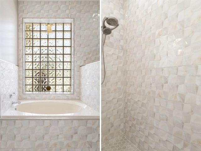 4731 N Crestline Dr, Beverly Hills, FL 34465 - bathroom with a tile shower and a garden tub