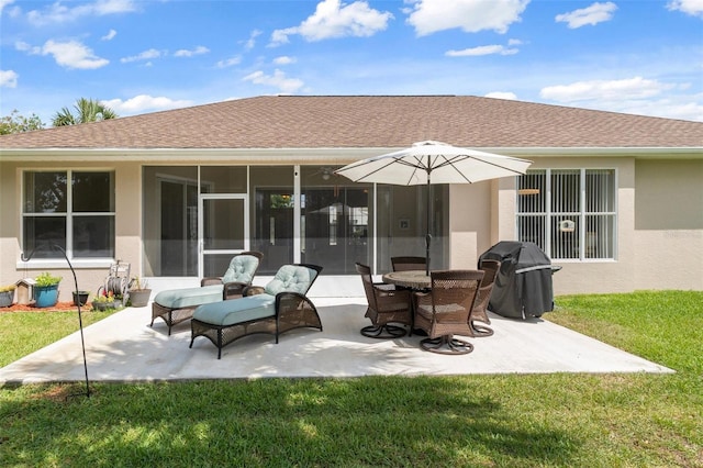 4731 N Crestline Dr, Beverly Hills, FL 34465 - back of house featuring a patio area, a lawn, and stucco siding