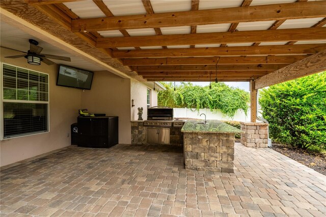 4015 SE 22nd St, Ocala, FL 34471 - view of patio / terrace featuring a sink and a ceiling fan