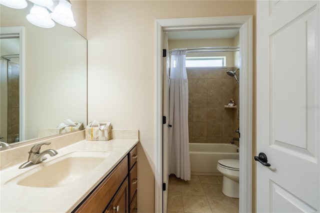 4015 SE 22nd St, Ocala, FL 34471 - full bathroom with tile patterned flooring, vanity, toilet, and shower / bath combination with curtain