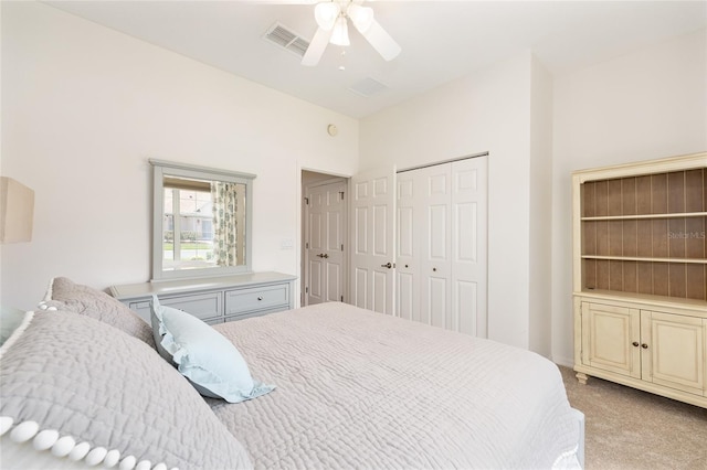 8303 SW 82nd Cir, Ocala, FL 34481 - bedroom featuring light carpet, a ceiling fan, and a closet