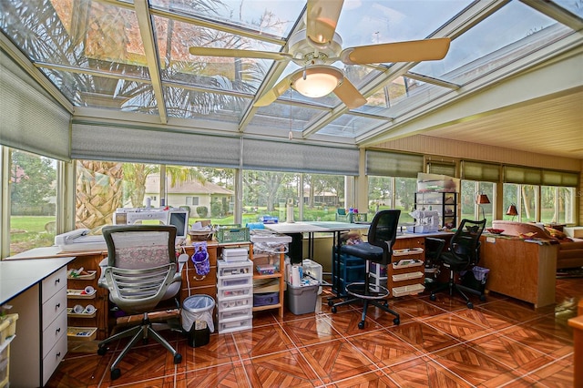 13863 SE 85th Cir, Summerfield, FL 34491 - office area with ceiling fan and a skylight