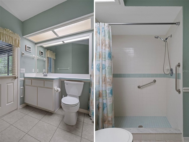 11 Calendula Ct E, Homosassa, FL 34446 - bathroom featuring toilet, a shower stall, vanity, and tile patterned flooring