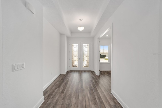 10553 SW 98th Pl, Ocala, FL 34481 - foyer with baseboards, french doors, and dark wood-type flooring
