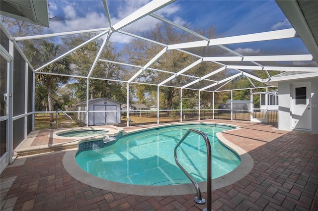 8015 N Tower Way, Citrus Springs, FL 34434 - view of pool featuring a patio, a pool with connected hot tub, a lanai, and a fenced backyard