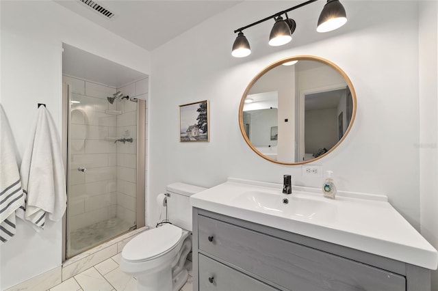 4601 SE 18th Ave, Ocala, FL 34480 - full bath with toilet, vanity, a shower stall, and marble finish floors