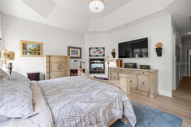 6573 S Magnolia Ave, Ocala, FL 34471 - bedroom with light wood finished floors, a raised ceiling, and baseboards
