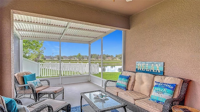 6812 Gideon Cir, Zephyrhills, FL 33541 - sunroom / solarium featuring a water view