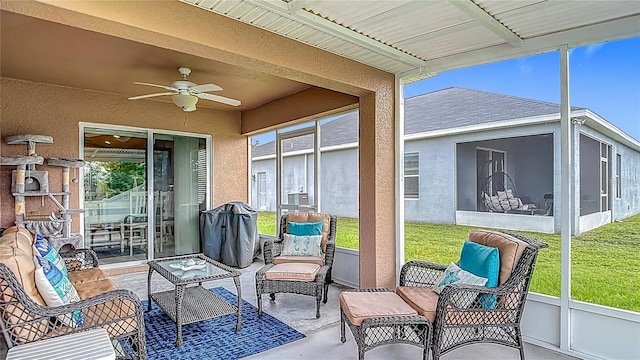 6812 Gideon Cir, Zephyrhills, FL 33541 - sunroom / solarium with ceiling fan, plenty of natural light, and an outdoor living space