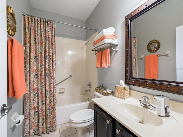 8447 SW 82nd Loop, Ocala, FL 34481 - full bath with vanity, toilet, shower / bathtub combination with curtain, and tile patterned flooring