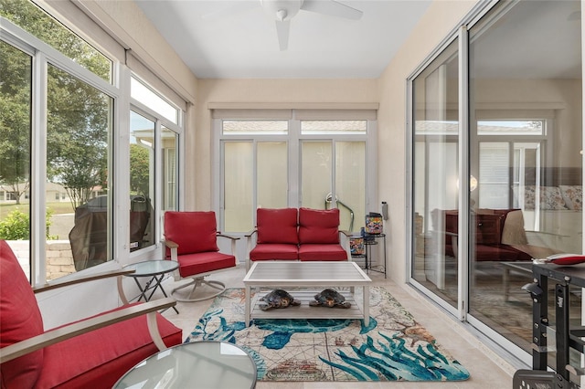 1748 SW 157th Place Rd, Ocala, FL 34473 - sunroom / solarium featuring a ceiling fan and outdoor lounge area