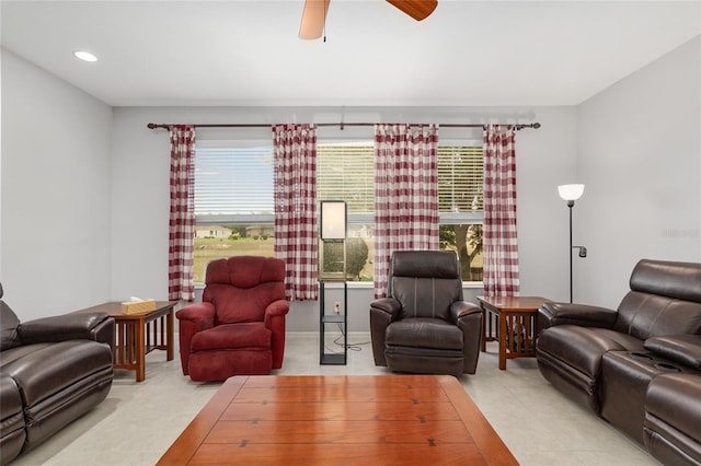 1748 SW 157th Place Rd, Ocala, FL 34473 - living room featuring ceiling fan and recessed lighting