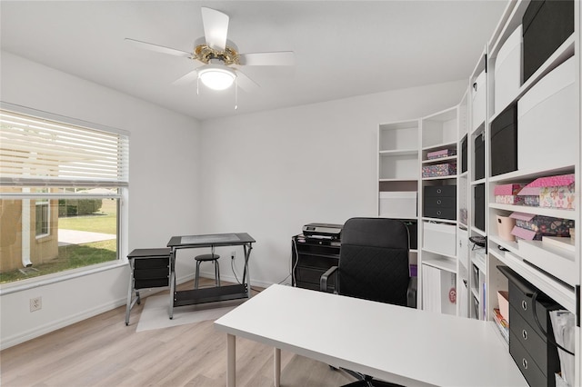 1748 SW 157th Place Rd, Ocala, FL 34473 - office space featuring a ceiling fan, light wood finished floors, and baseboards