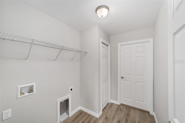 9649 N Genoa Dr, Citrus Springs, FL 34434 - laundry area with wood finished floors, washer hookup, hookup for an electric dryer, and a textured ceiling