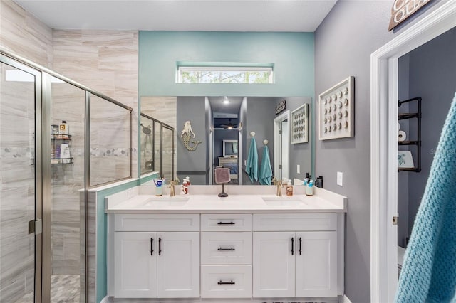 7479 SW 130th Ln, Ocala, FL 34473 - bathroom featuring double vanity and a shower stall