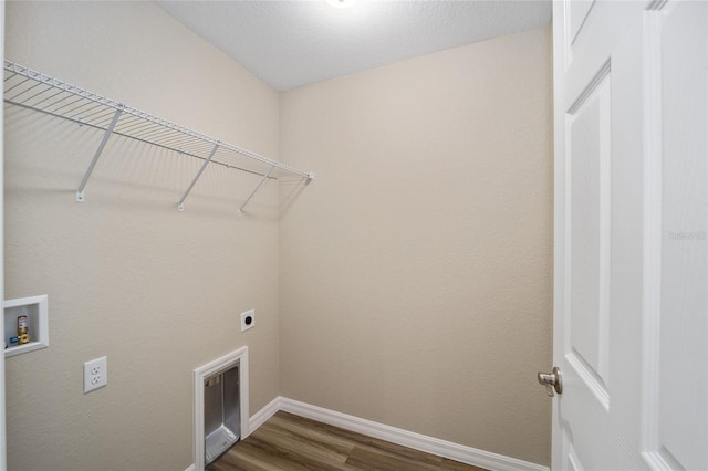 12505 SW 73rd St, Ocala, FL 34481 - laundry area with hookup for an electric dryer, dark wood-style floors, baseboards, and washer hookup