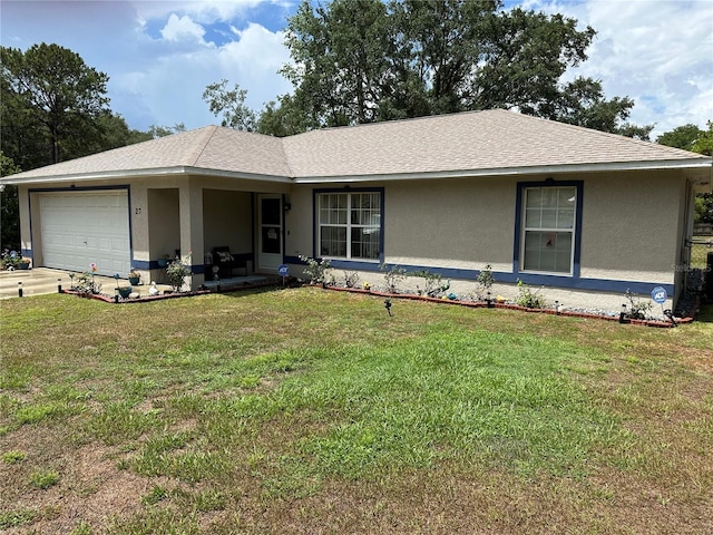 27 Cedar Tree Ter, Ocala, FL 34472 - single story home featuring an attached garage, stucco siding, a front yard, and concrete driveway