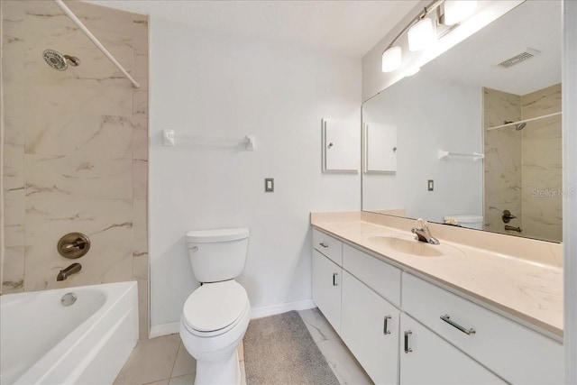 6350 NW 135th Ave, Morriston, FL 32668 - full bath with vanity, toilet, shower / tub combination, baseboards, and tile patterned flooring