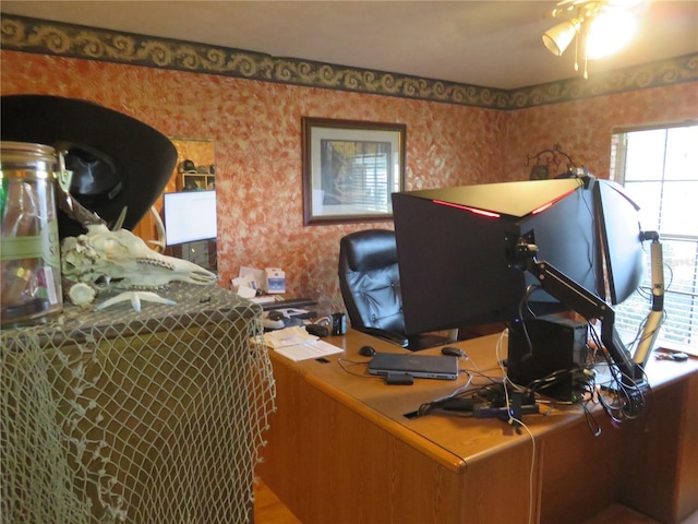 5083 SE 26th St, Ocala, FL 34480 - office space with wallpapered walls and a ceiling fan